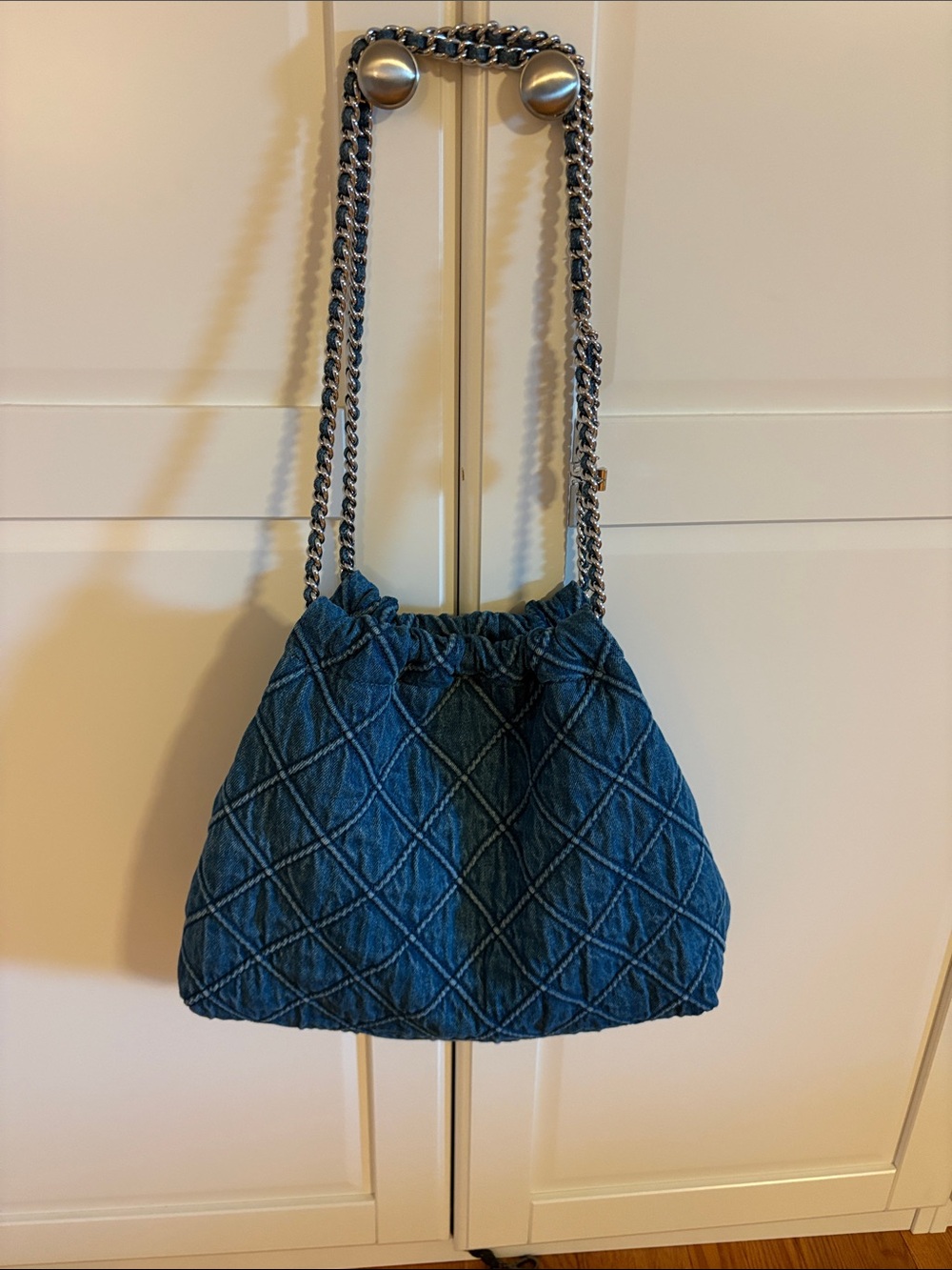 Tory Burch Fleming Denim Shoulder Bag - Medium Blue